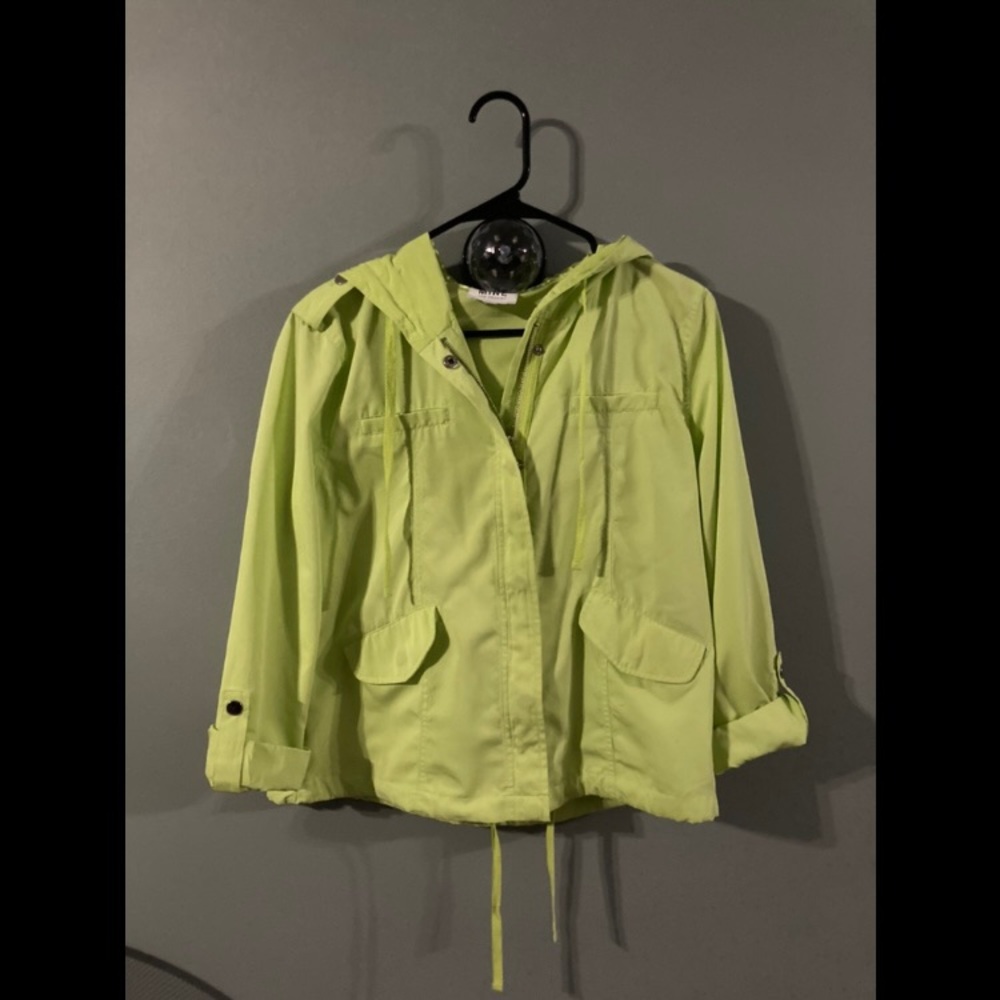 Lime green lightweight cropped windbreaker - Small